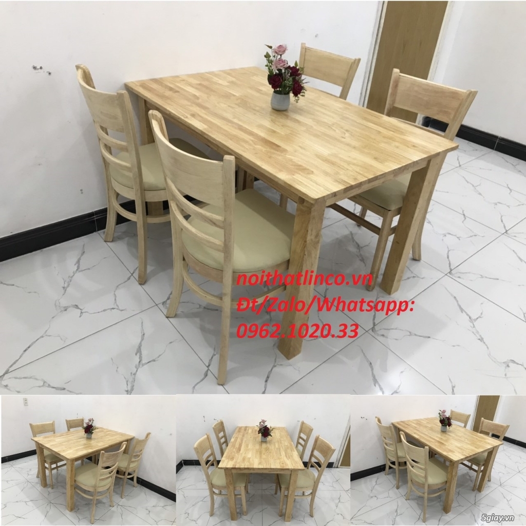 Bộ bàn ăn cabin 4 ghế gỗ tự nhiên giá rẻ đẹp | Nội Thất Linco TP.HCM