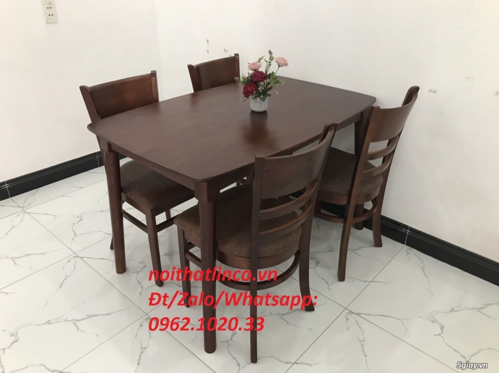 Bộ bàn ăn cabin gỗ tư nhiên dài 1m2 kèm 4 ghế Nội thất Linco Sài Gòn - 3