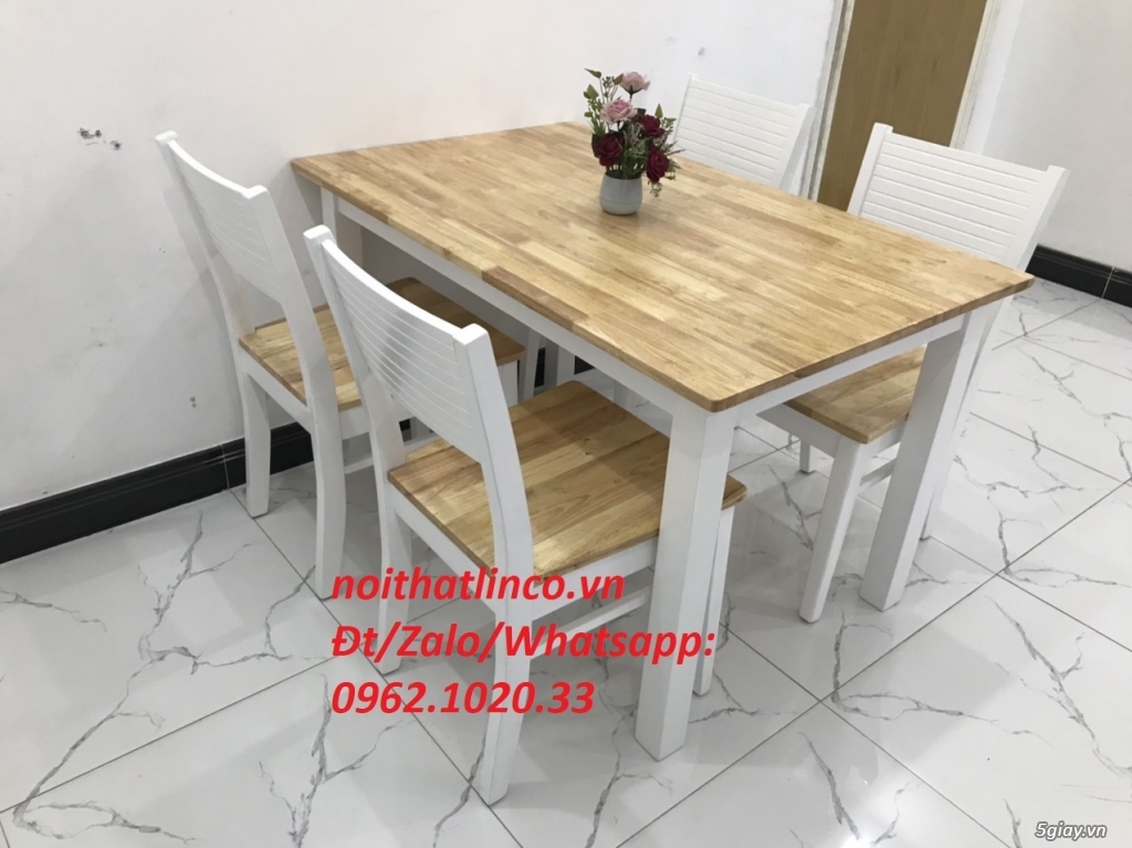 Bộ bàn ăn cherry 4 ghế gỗ trắng ở HCM | Nội Thất Linco Sài Gòn - 1