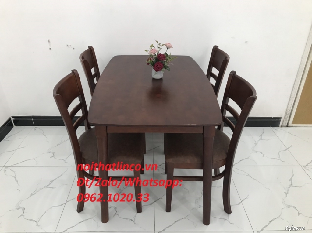 Bộ bàn ăn cabin gỗ tư nhiên dài 1m2 kèm 4 ghế Nội thất Linco Sài Gòn - 2