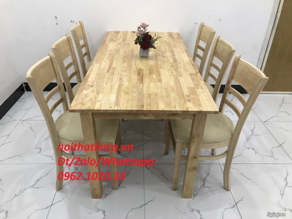Bộ bàn ăn cabin 6 ghế gỗ cao su tự nhiên Nội thất Linco HCM - 1