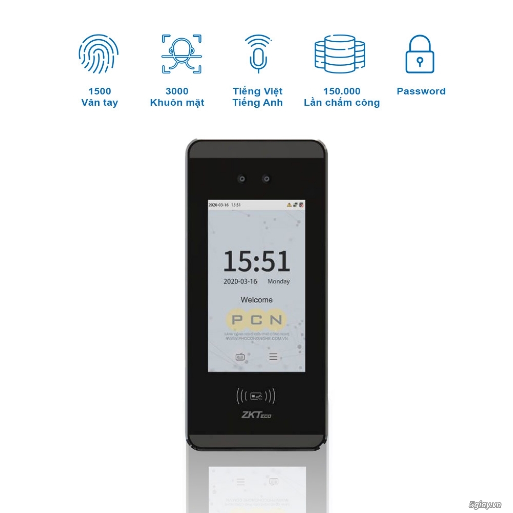 Máy chấm công và kiểm soát cửa nhận dạng khuôn mặt và thẻ RFID