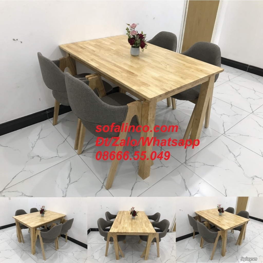 Bộ bàn ăn 4 ghế bọc nệm vải giá rẻ Nội thất Linco Quảng Bình - 1