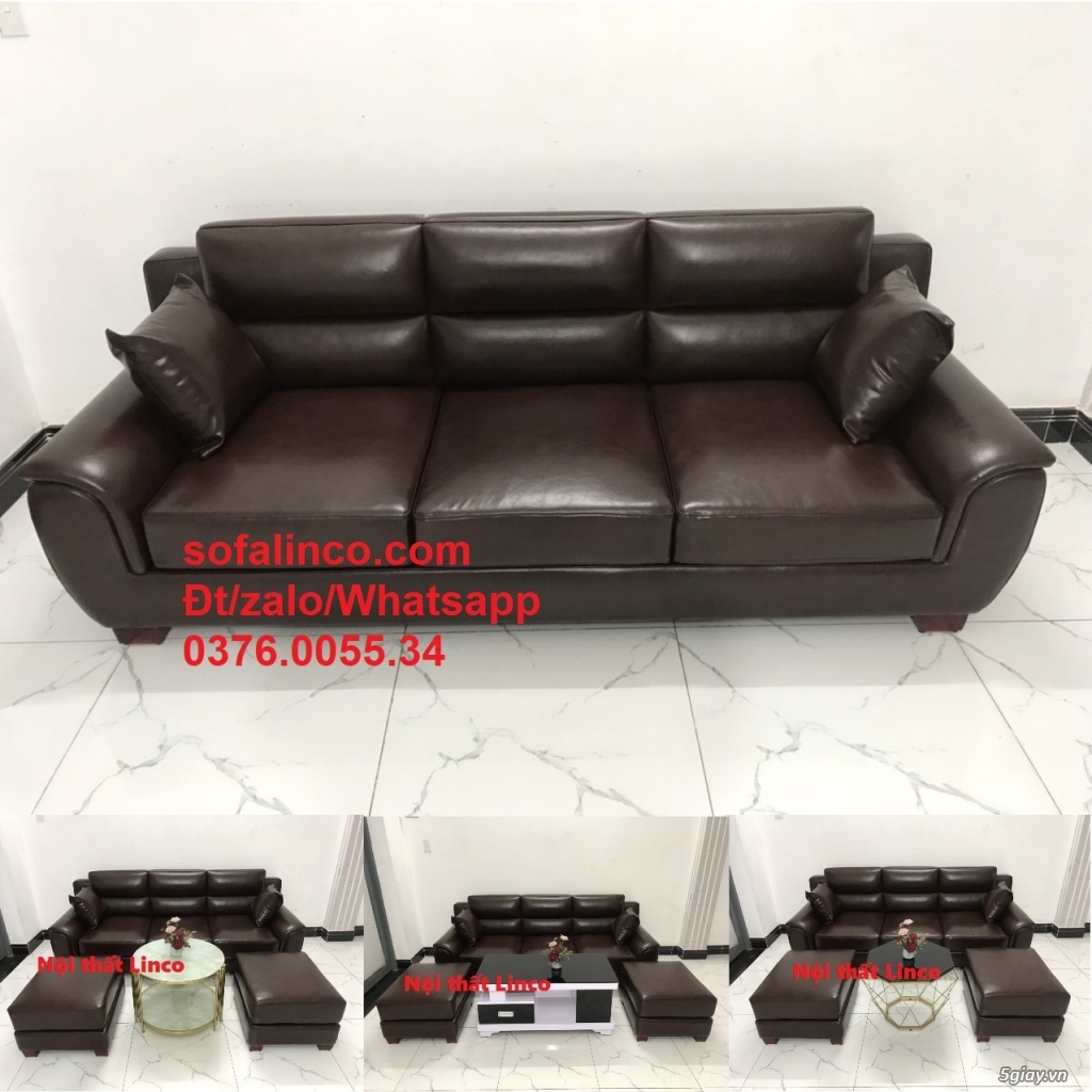 Sofa băng (giả da) HCM | Ghế salon văng simili nâu thái lan cao cấp SG