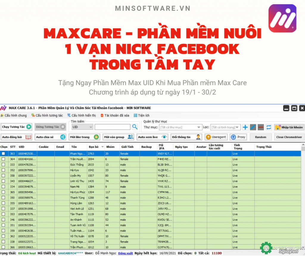 Phần mềm nuôi nick facebook MaxCare