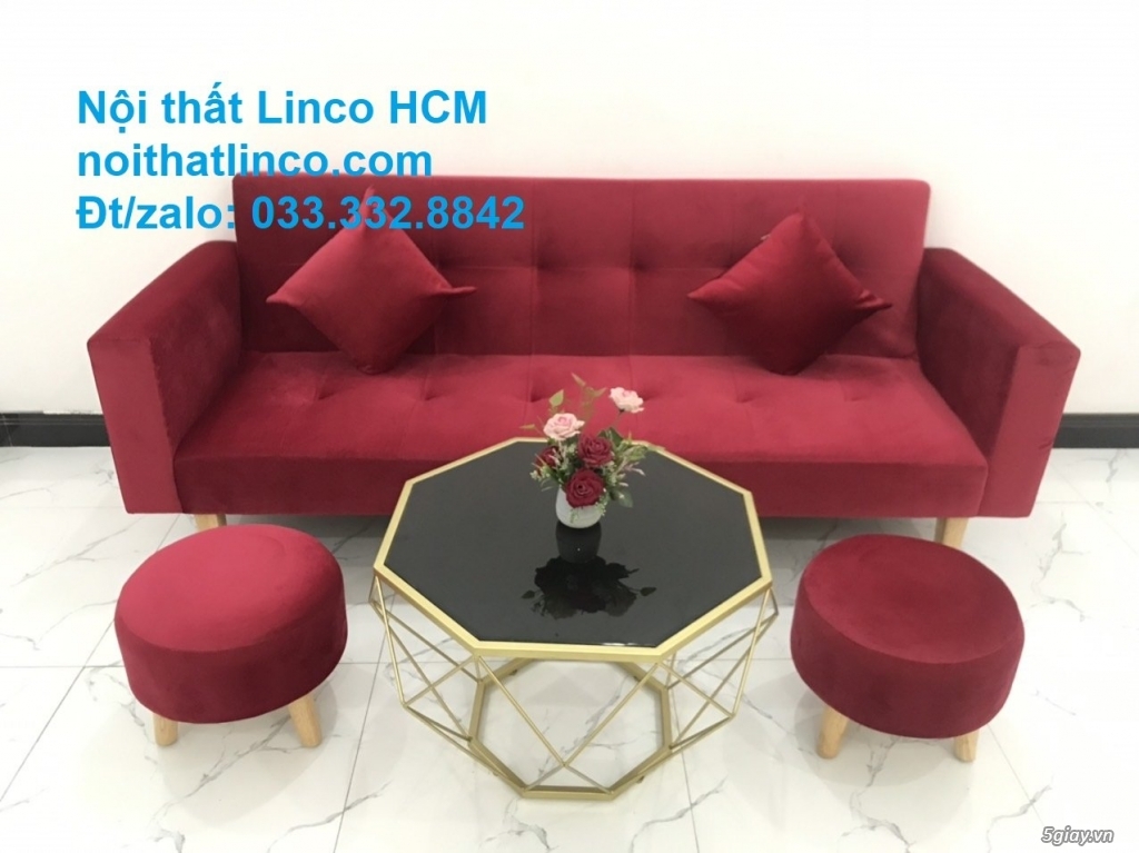 Bộ ghế sofa băng giường nằm đa năng thông minh đỏ đô HCM SG - 1
