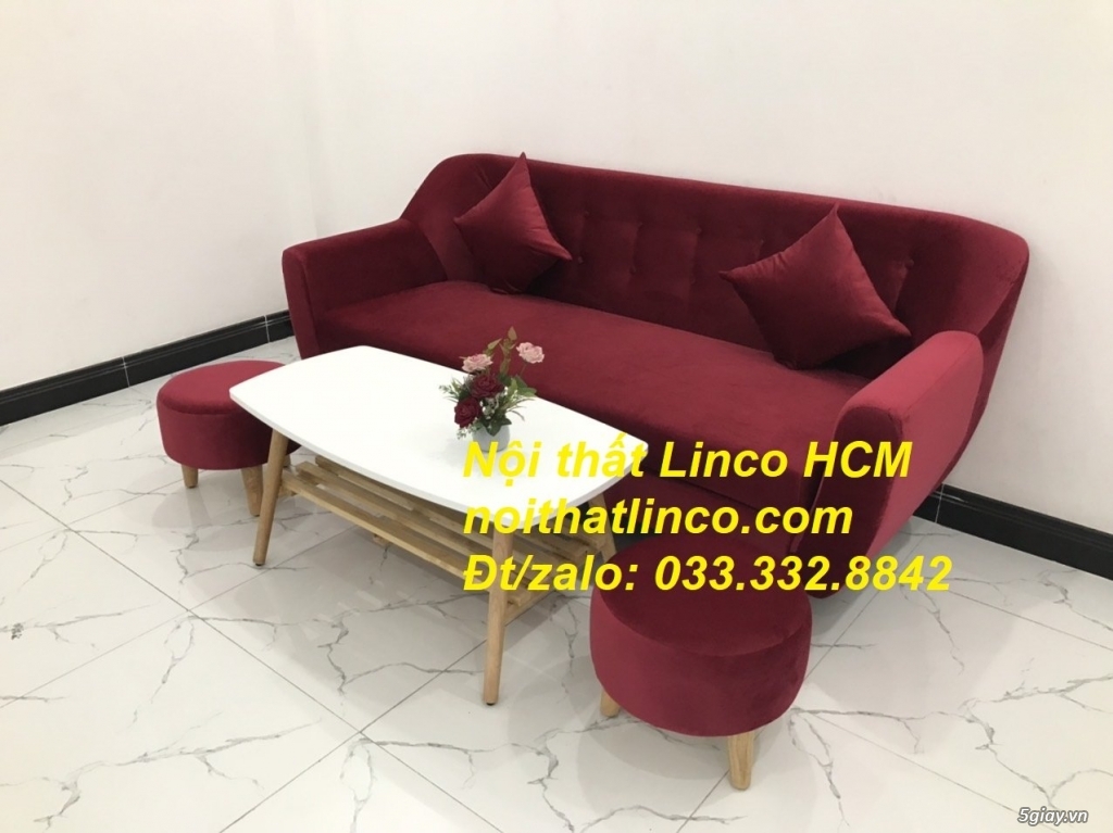 Ghế sofa băng đỏ đô vải nhung sang trọng Nội thất Linco Tphcm - 4