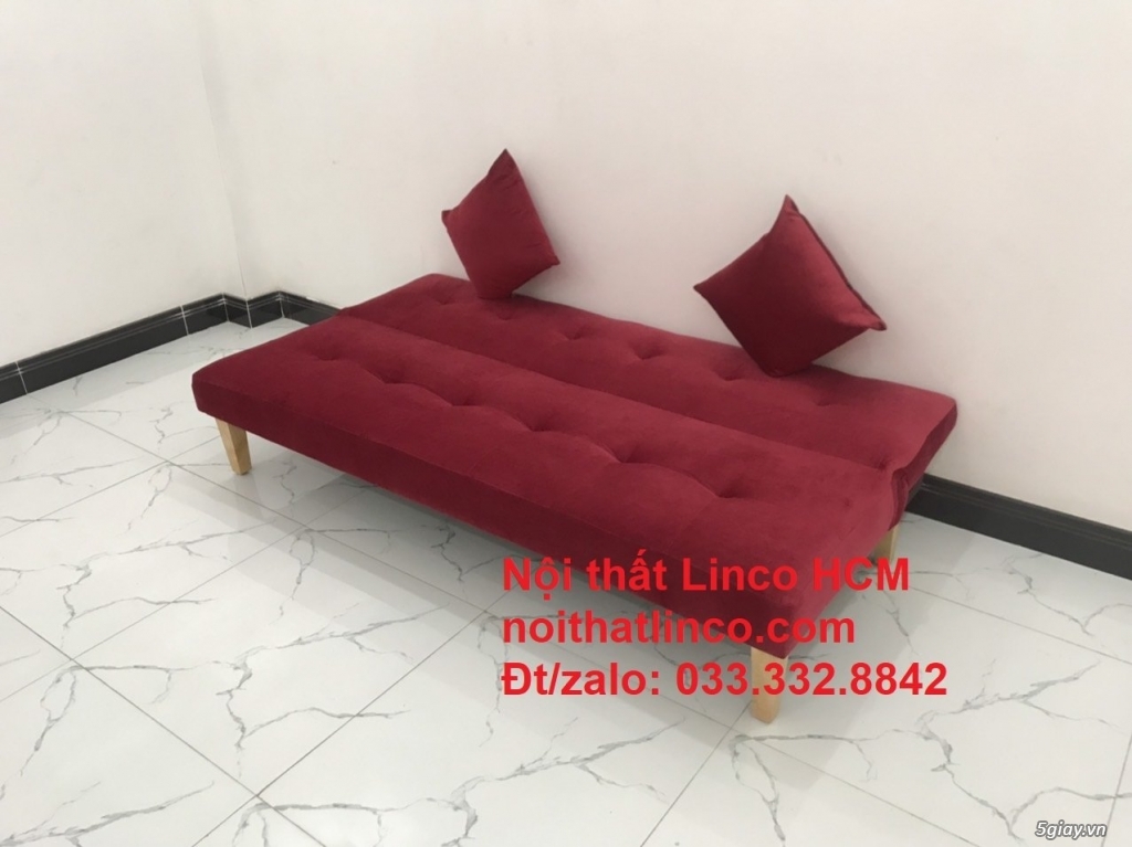 Bộ ghế sofa giường đỏ đô vải nhung Nội thất Linco HCM SG - 1