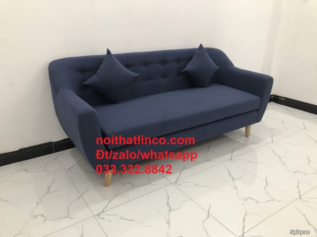 Bộ ghế sofa băng phòng khách 1m9 nhỏ gọn bọc vải xanh dương Tphcm - 2