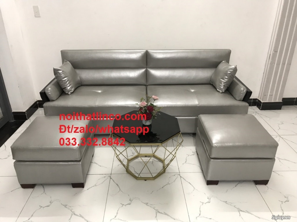 Ghế sofa băng (văng) BT2  simili cao cấp giả da xám dài 2m HCM - 3