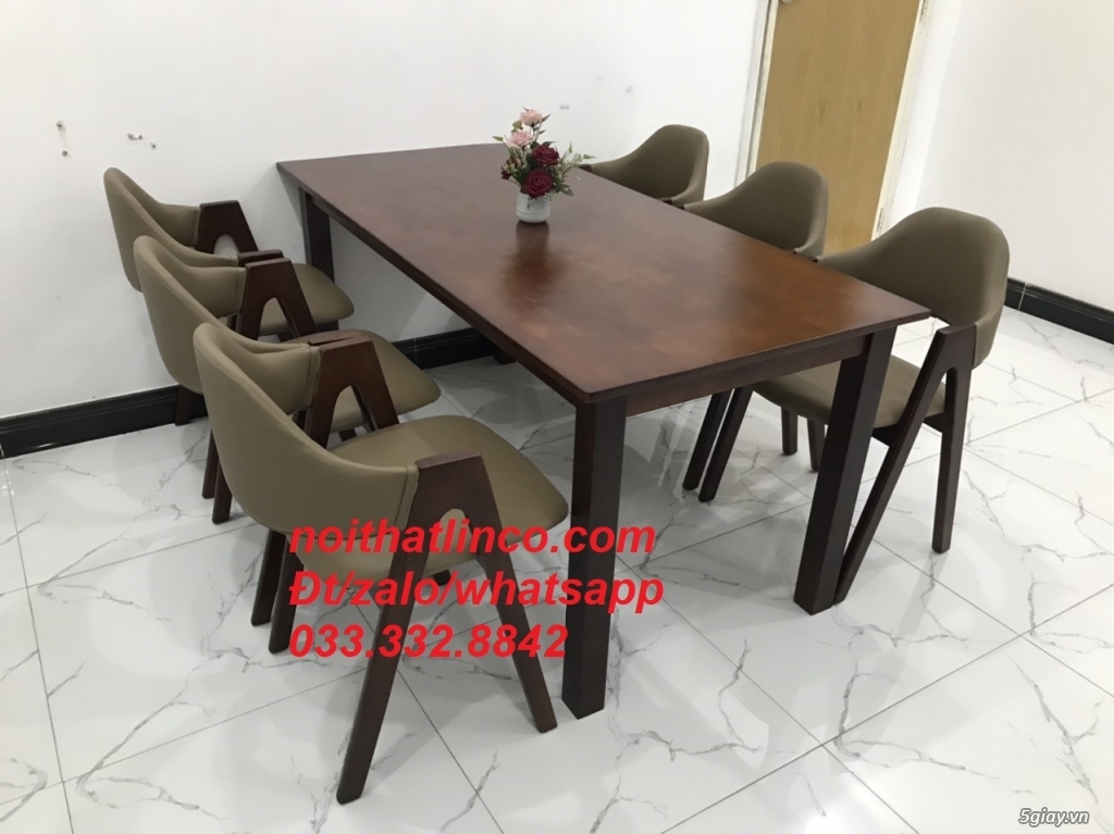 Bộ bàn ăn dài 1m6 6 ghế màu cafe nâu HCM Sài Gòn - 3