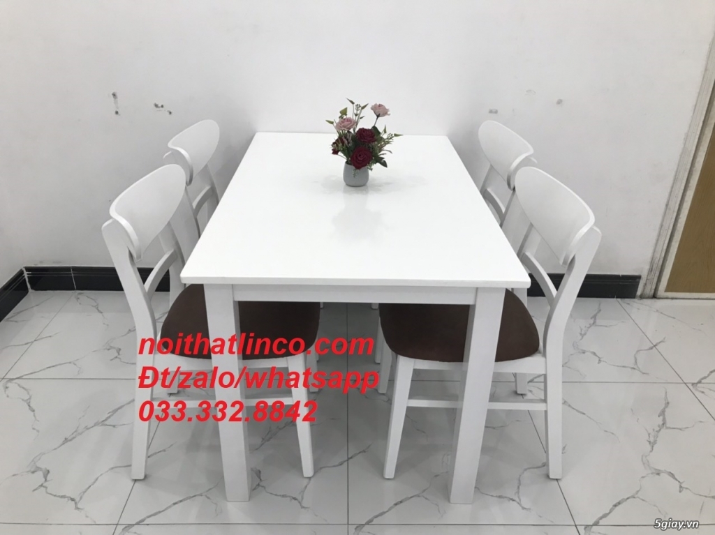 Bộ bàn ăn 1m2 mango trắng đẹp Nội thất Linco HCM SG - 1