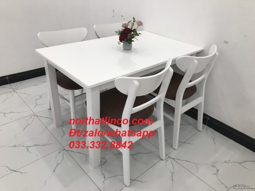 Bộ bàn ăn 1m2 mango trắng đẹp Nội thất Linco HCM SG - 3