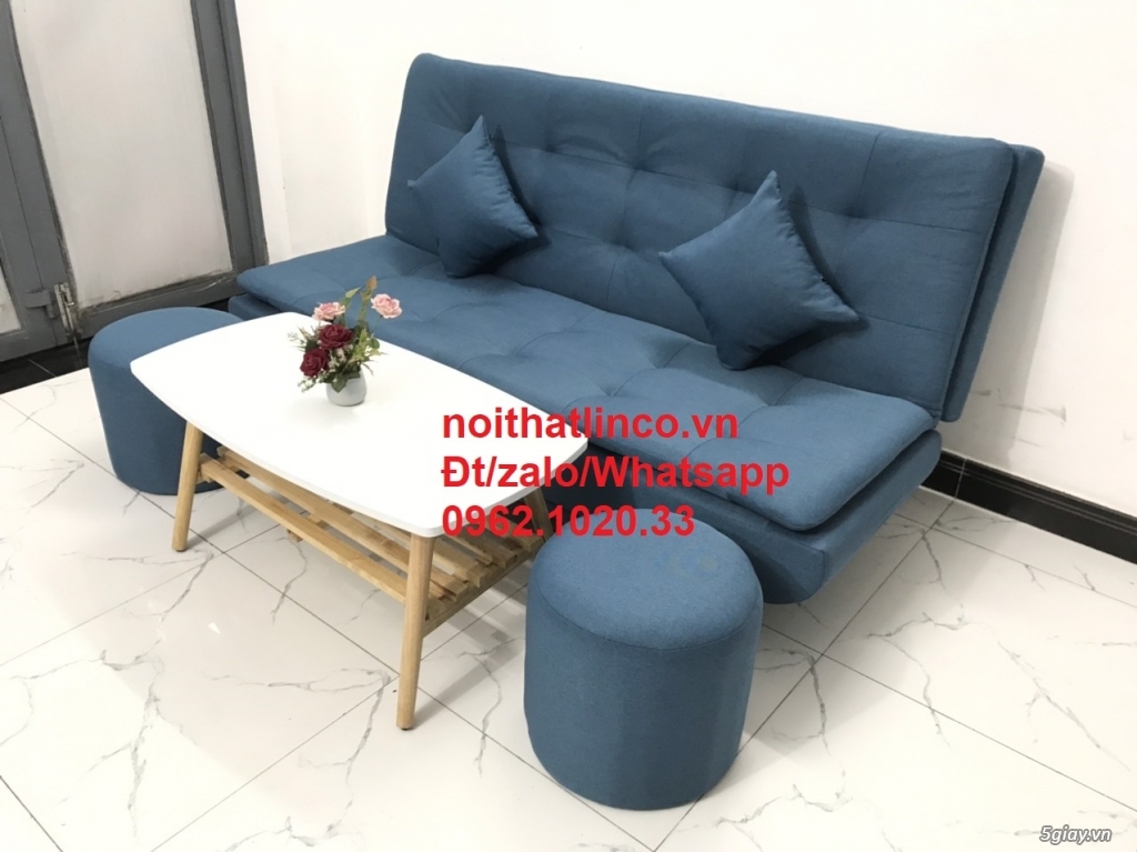 Bộ ghế Sofa giường băng 1m8 xanh dương giá rẻ đẹp Nội thất Linco HCM - 10