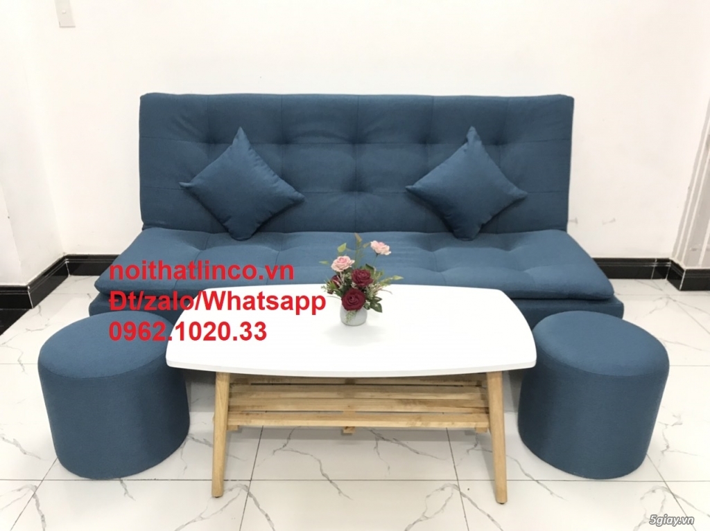 Bộ ghế Sofa giường băng 1m8 xanh dương giá rẻ đẹp Nội thất Linco HCM - 3