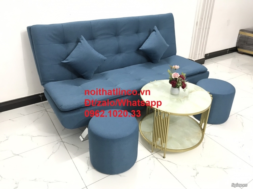 Bộ ghế Sofa giường băng 1m8 xanh dương giá rẻ đẹp Nội thất Linco HCM - 8
