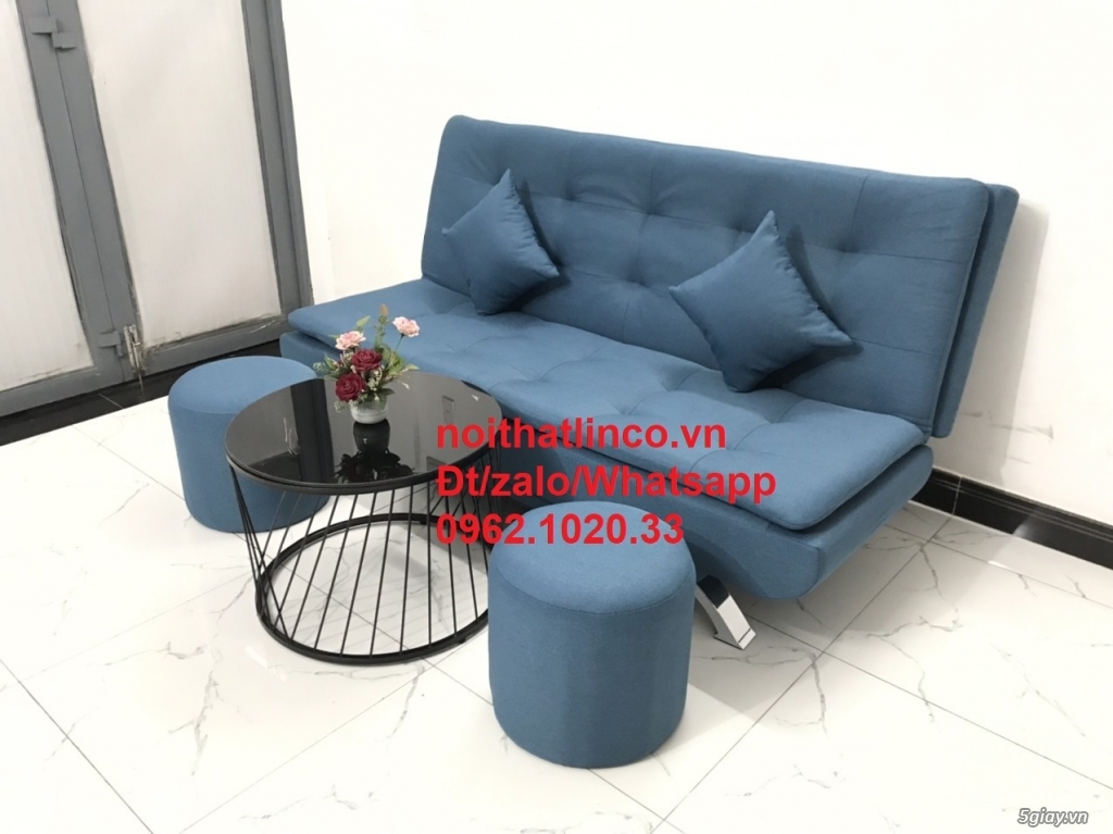 Bộ ghế Sofa giường băng 1m8 xanh dương giá rẻ đẹp Nội thất Linco HCM - 2