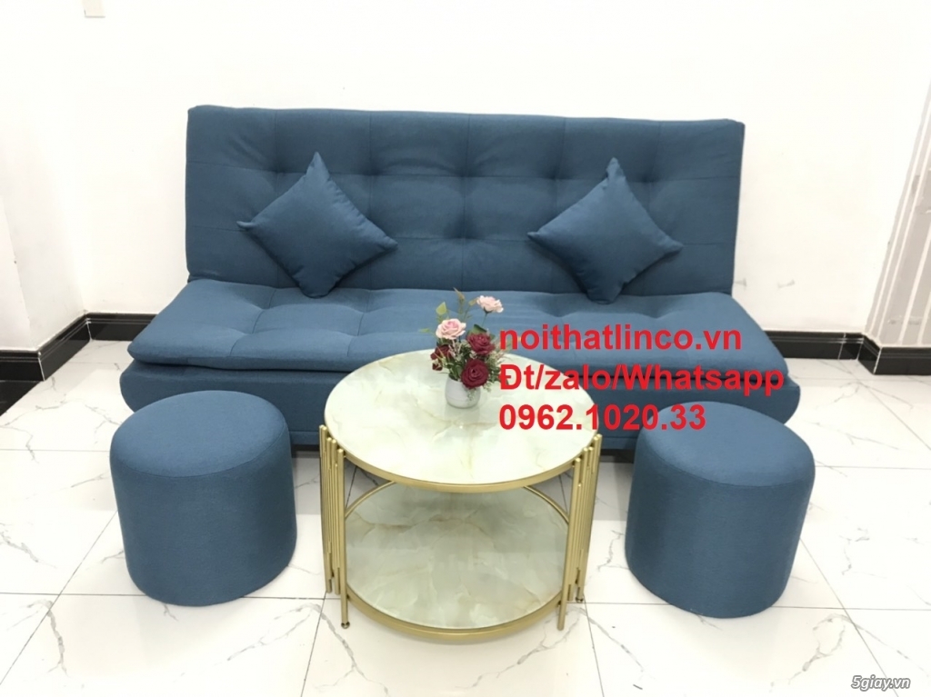 Bộ ghế Sofa giường băng 1m8 xanh dương giá rẻ đẹp Nội thất Linco HCM - 7