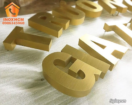 Chữ Inox Vàng Xước PVD - Nhận gia công inox theo yêu cầu