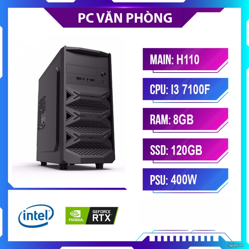 Bộ Pc Văn Phòng Core i37100f, Main H110, Ram 8GB, SSD 120GB