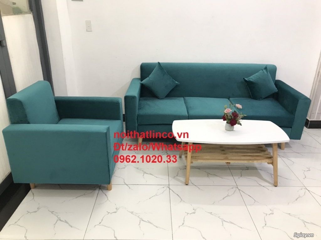 Sofa hiện đại Sài GÒn | Ghế sofa xanh lá cây đẹp phòng khách tphcm - 8