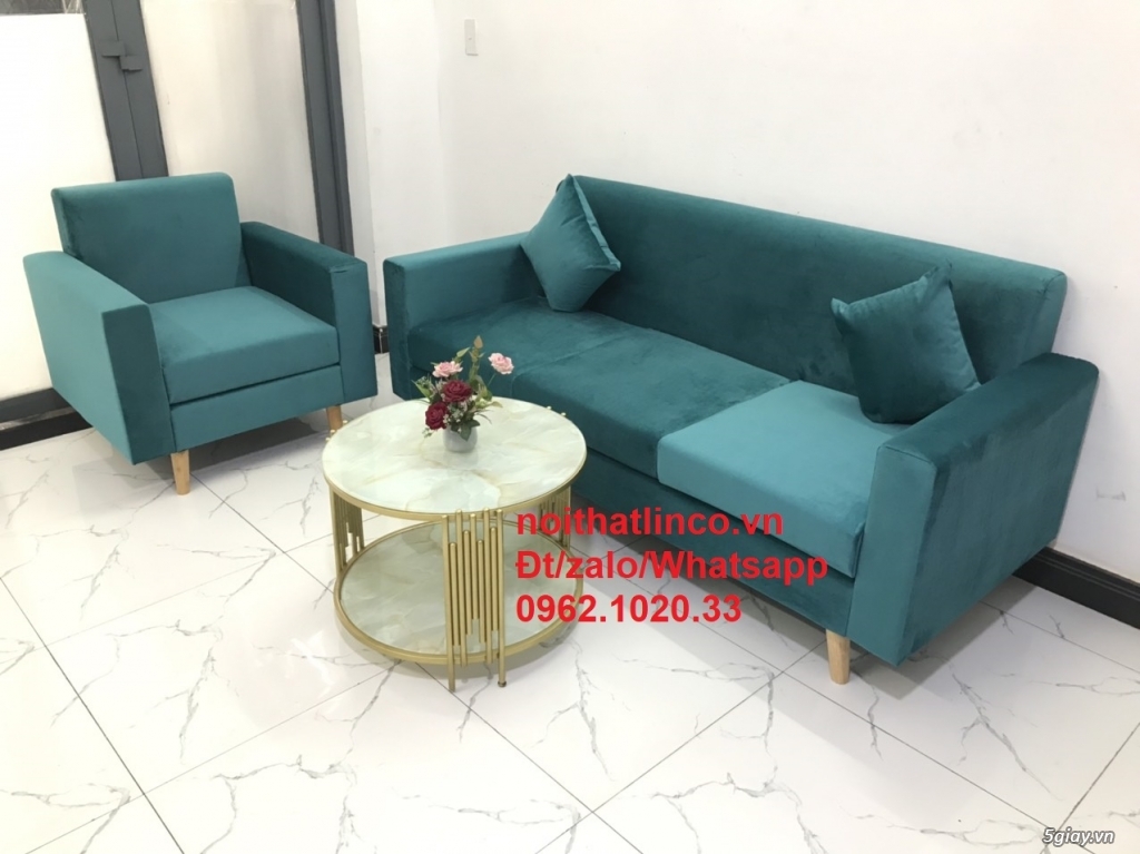 Sofa hiện đại Sài GÒn | Ghế sofa xanh lá cây đẹp phòng khách tphcm - 5