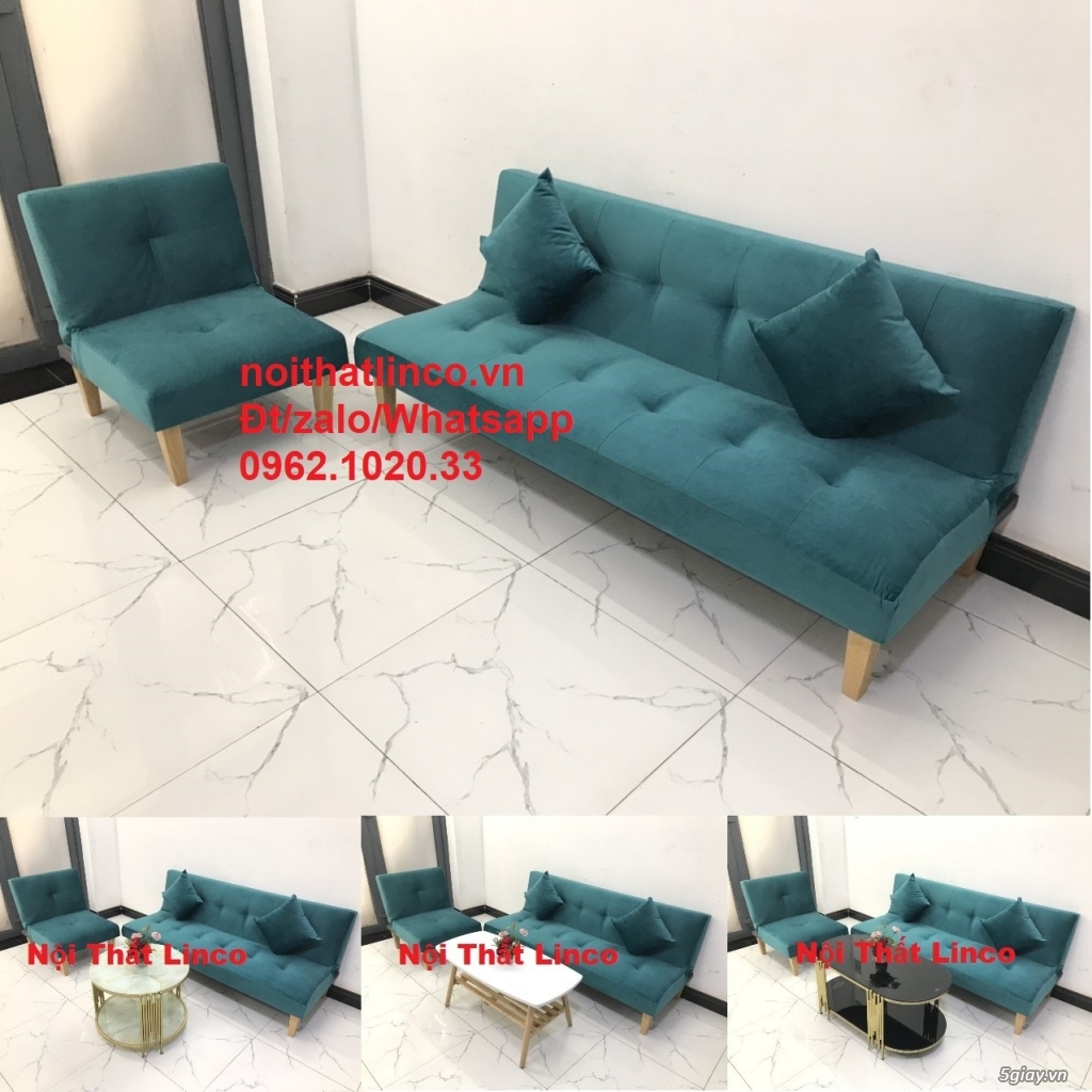 SOfa giường nằm mini ở HCM | Ghế salong bed xanh cổ vịt hiện đại phòng