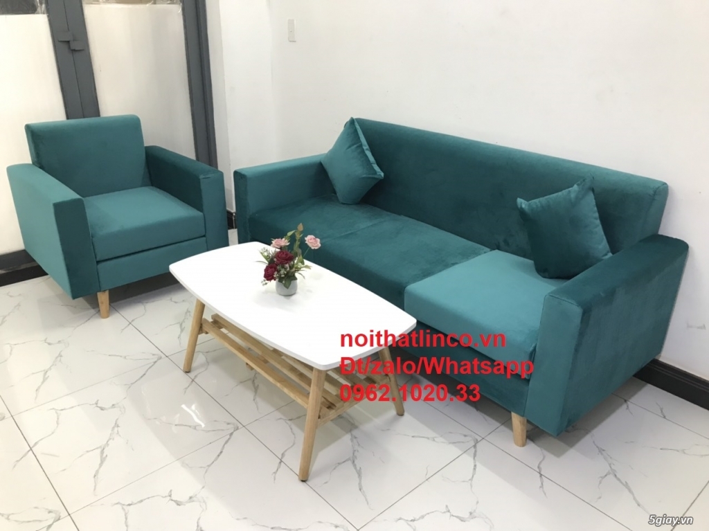 Sofa hiện đại Sài GÒn | Ghế sofa xanh lá cây đẹp phòng khách tphcm - 3