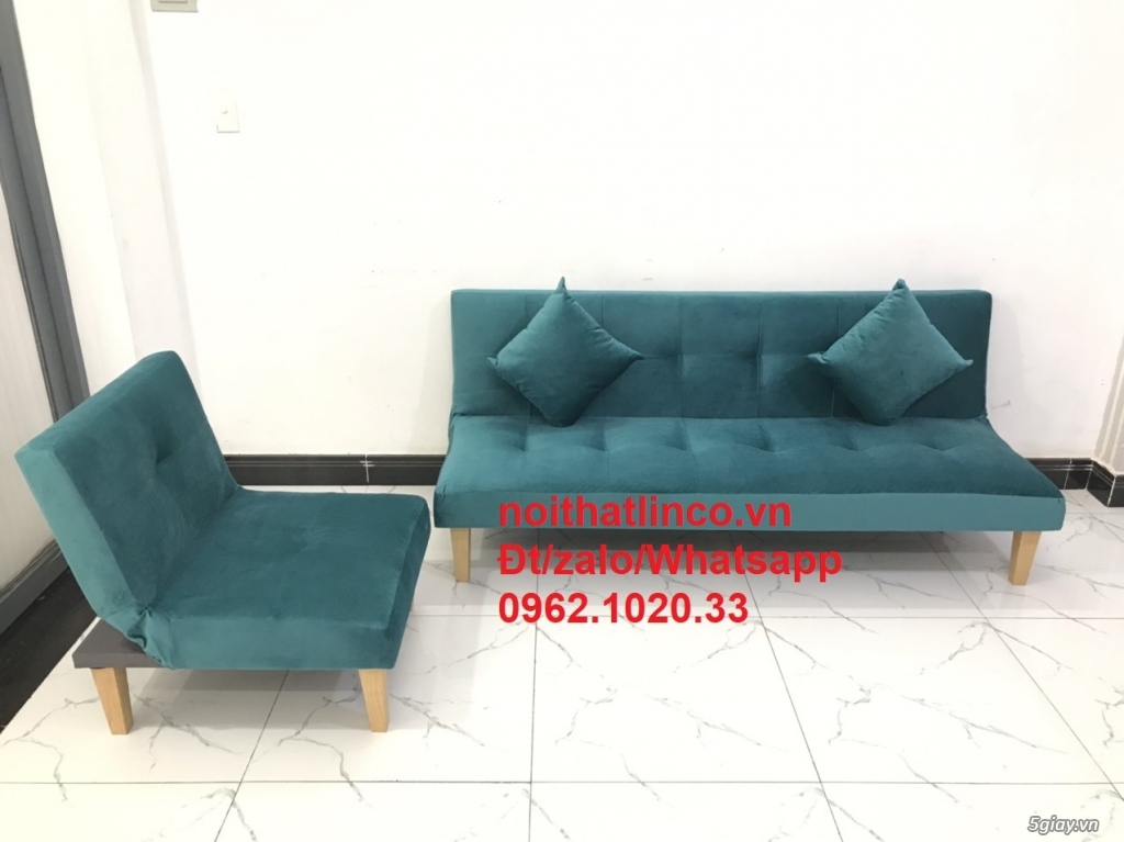SOfa giường nằm mini ở HCM | Ghế salong bed xanh cổ vịt hiện đại phòng - 4