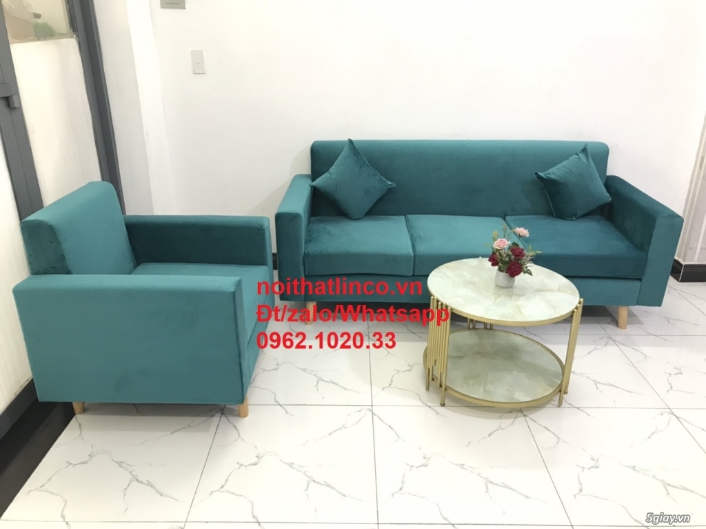 Sofa hiện đại Sài GÒn | Ghế sofa xanh lá cây đẹp phòng khách tphcm - 7