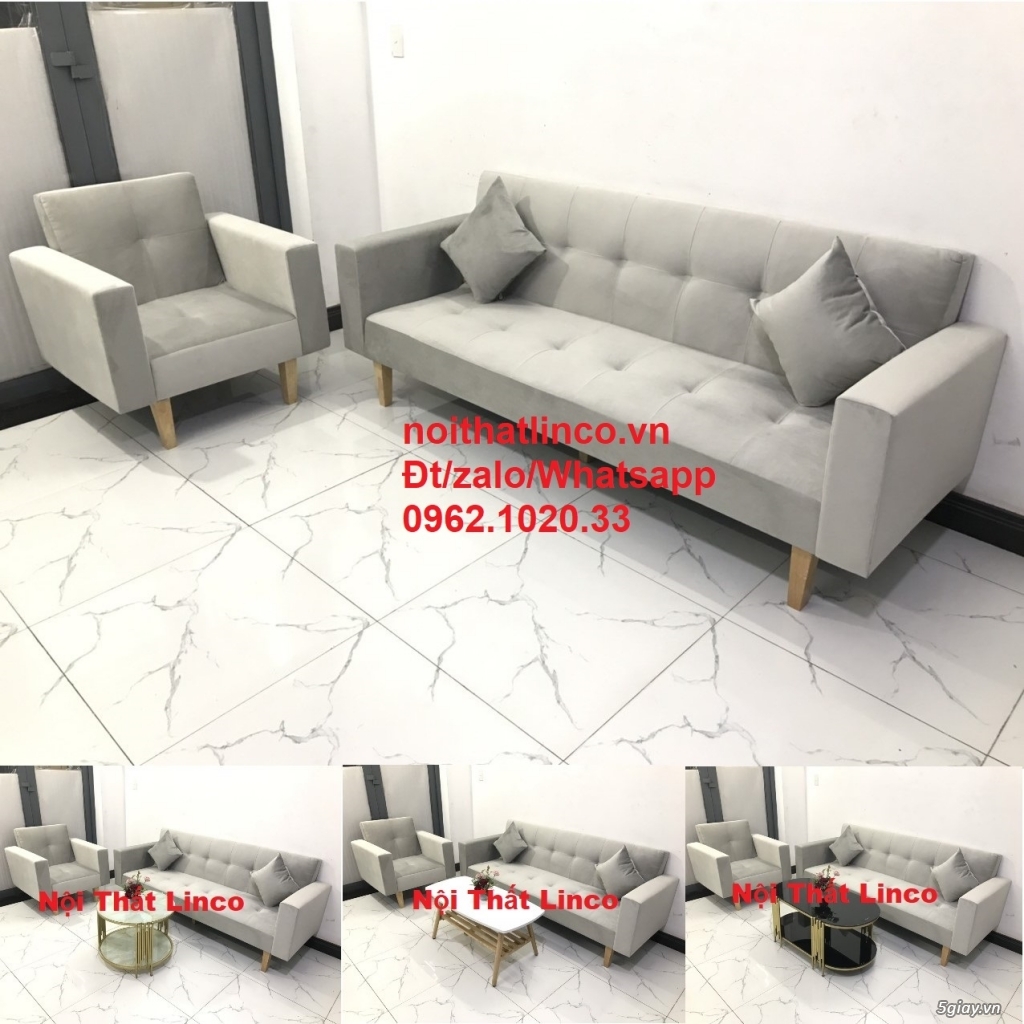 Bộ ghế salon bed TPHCM | Sofa giường nằm đa năng xám ghi trắng (SG)