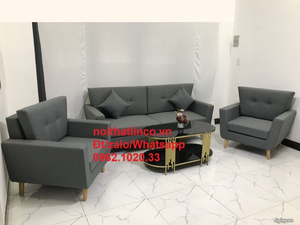 Bộ ghế salon băng SG | SOfa văng xám đen sang trọng phòng khách HCM - 3