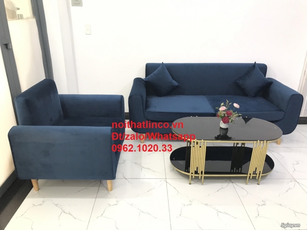 SOfa băng phòng khách HCM | Ghế salon xanh nhung đậm hiện đại SG TPHCM - 6