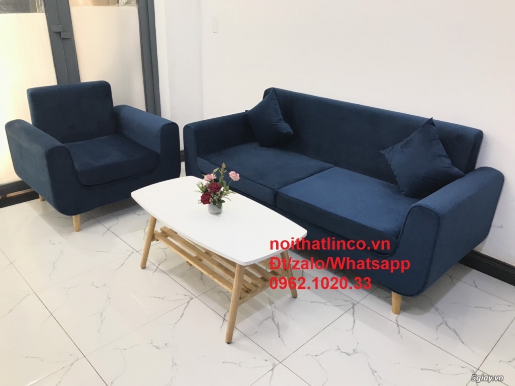 SOfa băng phòng khách HCM | Ghế salon xanh nhung đậm hiện đại SG TPHCM - 3