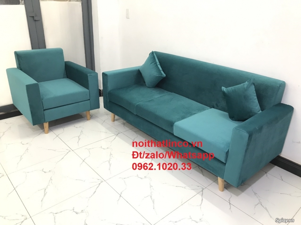 Sofa hiện đại Sài GÒn | Ghế sofa xanh lá cây đẹp phòng khách tphcm - 4