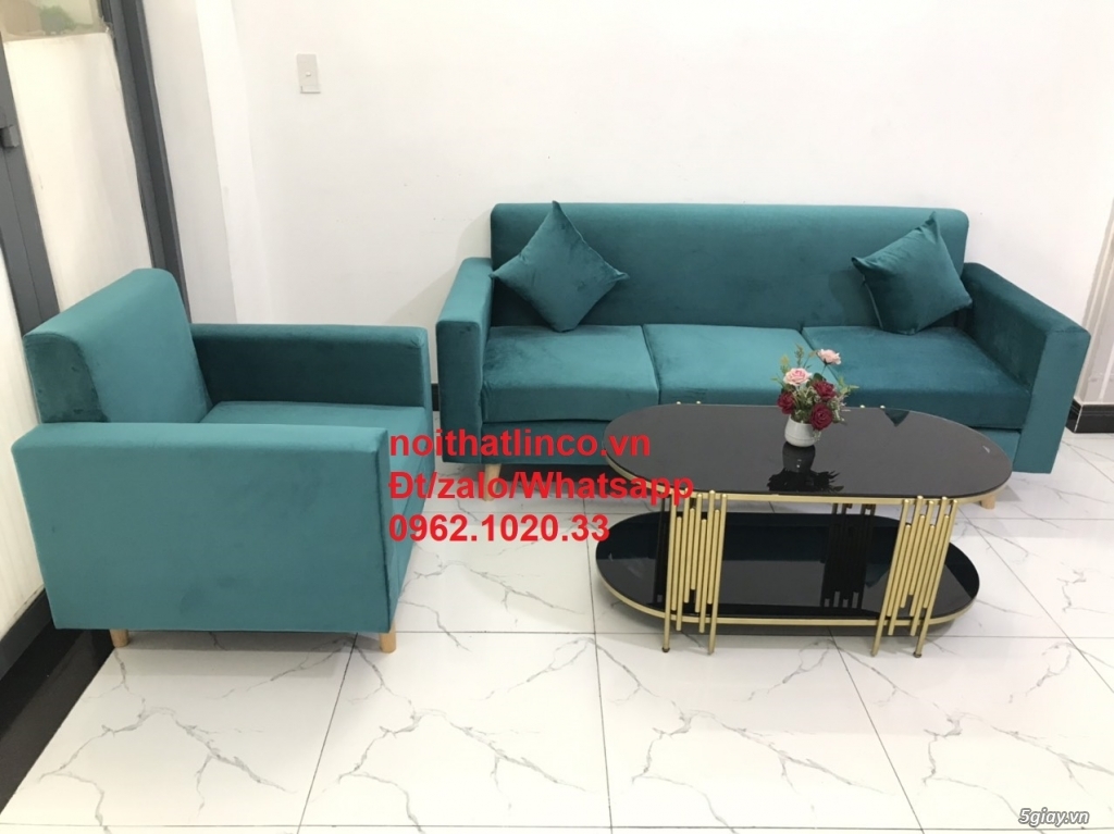 Sofa hiện đại Sài GÒn | Ghế sofa xanh lá cây đẹp phòng khách tphcm - 6