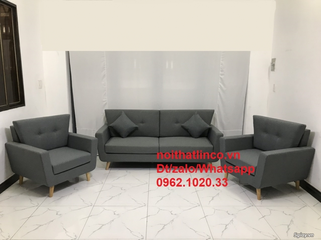 Bộ ghế salon băng SG | SOfa văng xám đen sang trọng phòng khách HCM - 2
