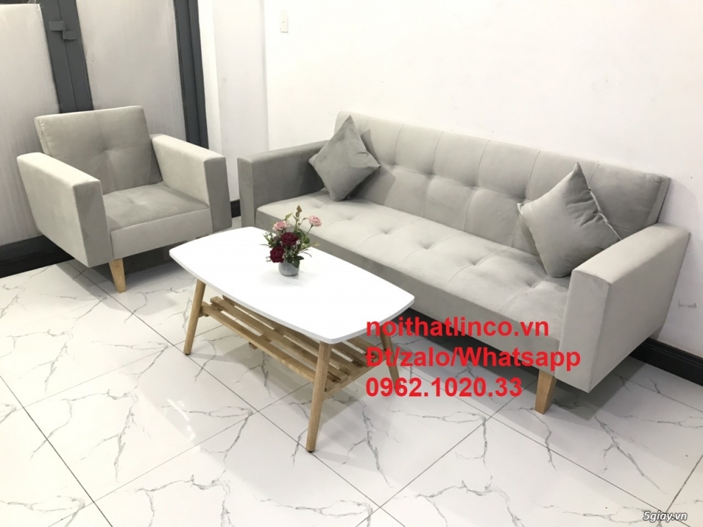 Bộ ghế salon bed TPHCM | Sofa giường nằm đa năng xám ghi trắng (SG) - 5