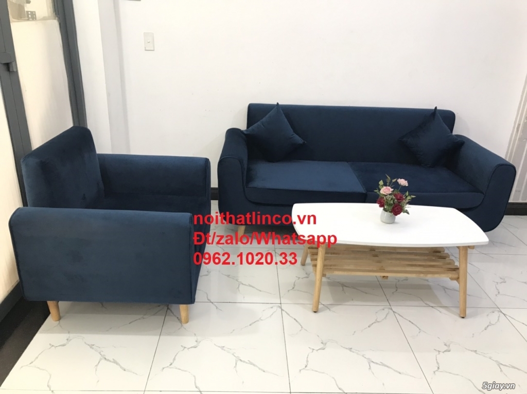 SOfa băng phòng khách HCM | Ghế salon xanh nhung đậm hiện đại SG TPHCM - 7