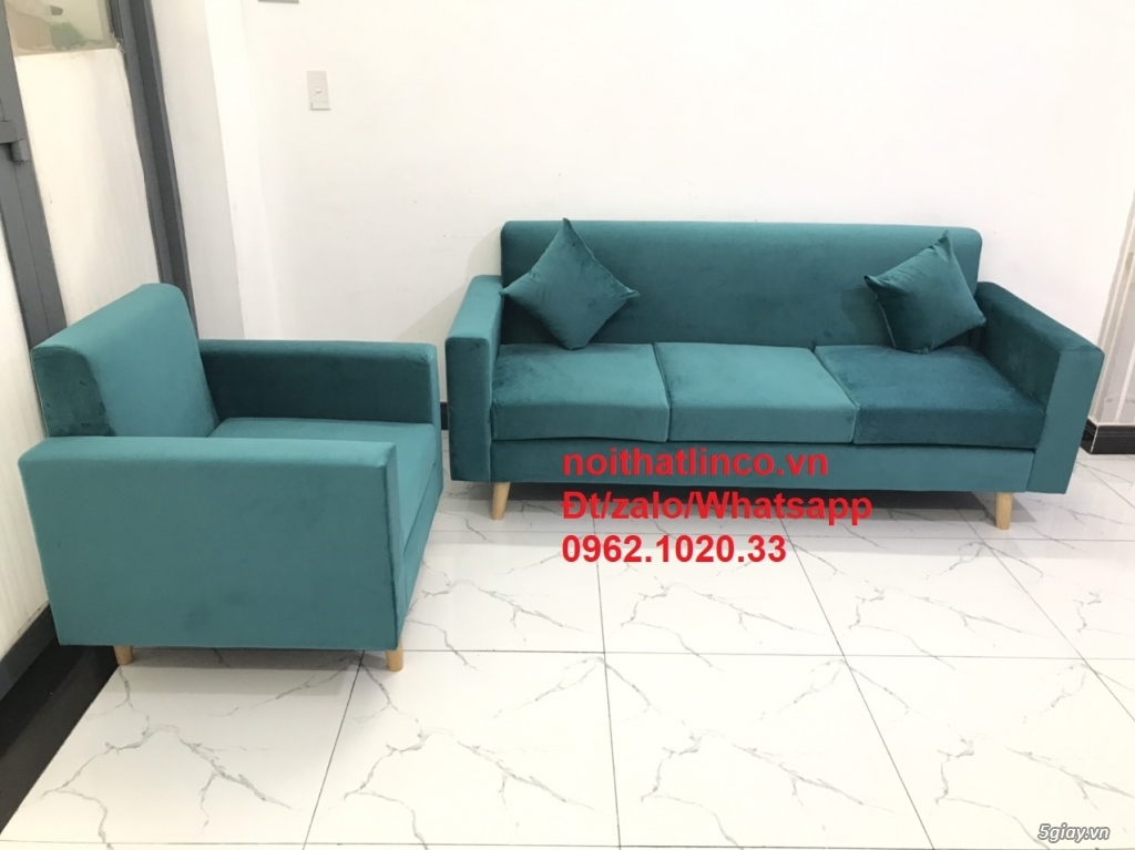 Sofa hiện đại Sài GÒn | Ghế sofa xanh lá cây đẹp phòng khách tphcm - 2