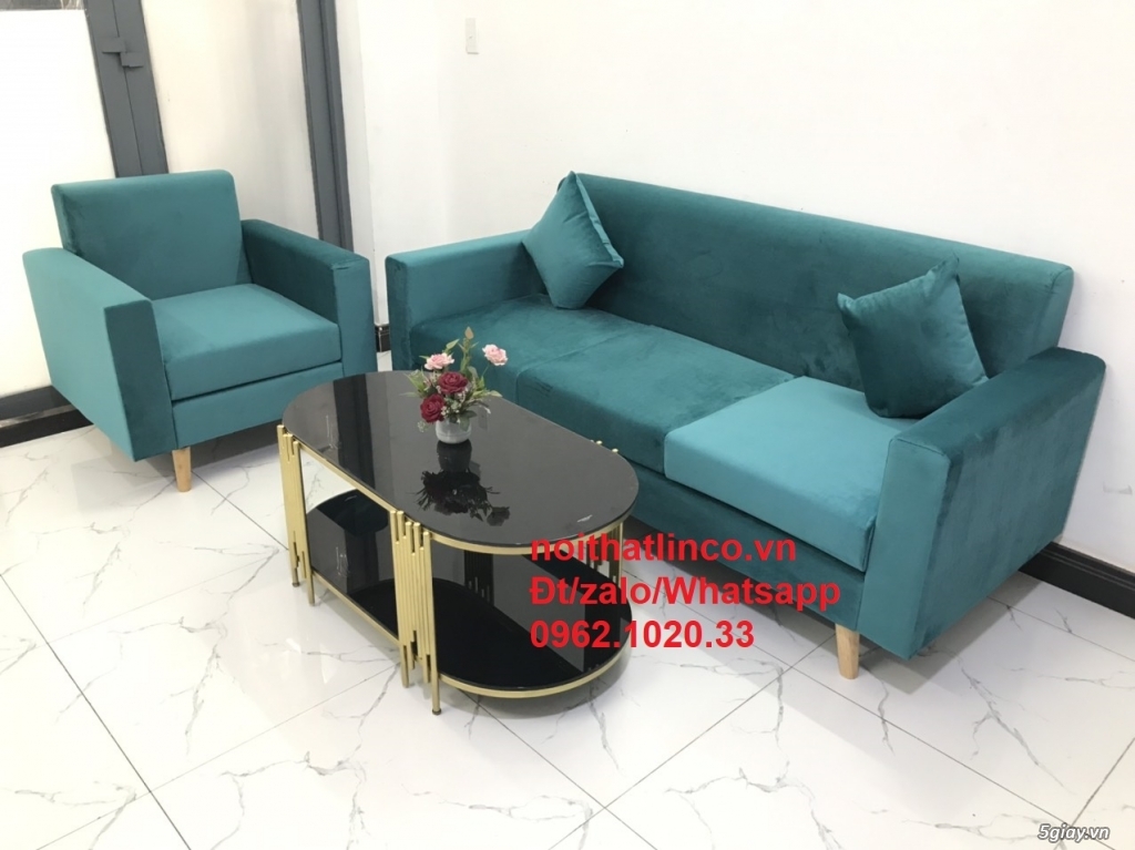 Sofa hiện đại Sài GÒn | Ghế sofa xanh lá cây đẹp phòng khách tphcm - 1