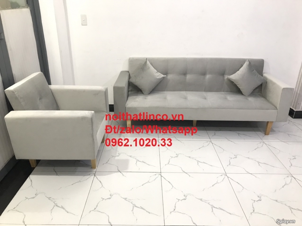 Bộ ghế salon bed TPHCM | Sofa giường nằm đa năng xám ghi trắng (SG) - 1