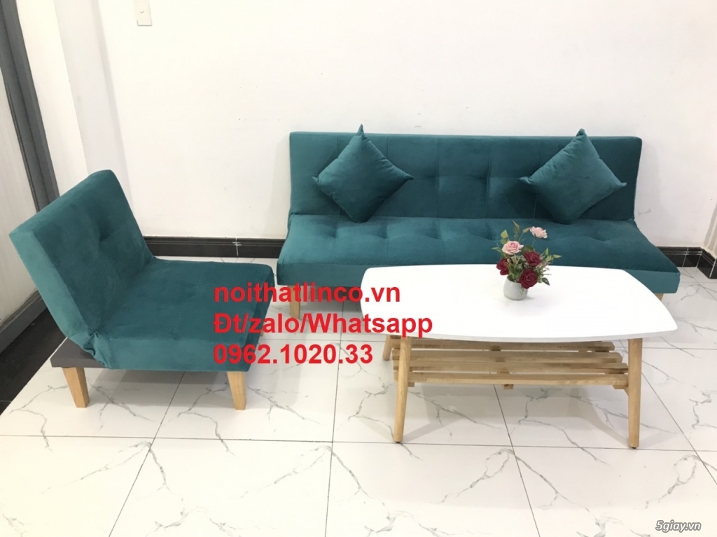 SOfa giường nằm mini ở HCM | Ghế salong bed xanh cổ vịt hiện đại phòng - 8