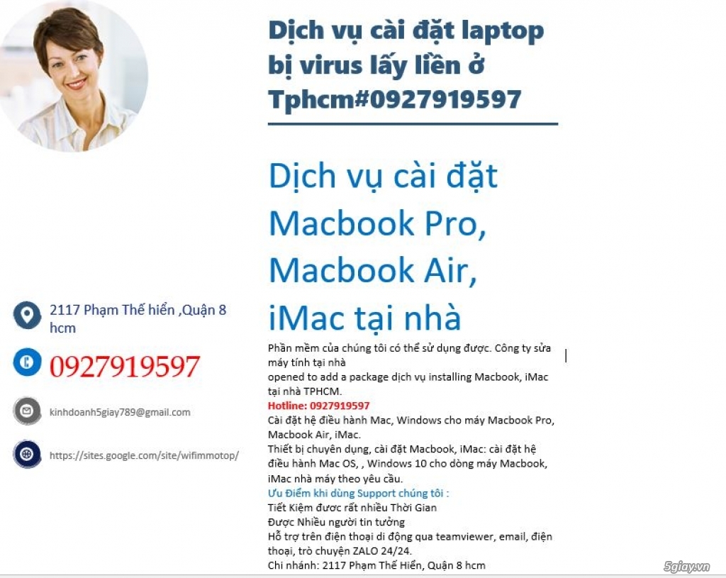 Nhận Hỗ trợ Sửa Máy Tính PC MACbook cho shop bán Online 0927919597
