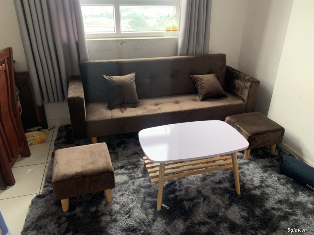 Sofa bed 01 ghế 2,7Tr, trọn bộ bàn tròn: 3,5Tr. 200 màu tùy chọn - 1
