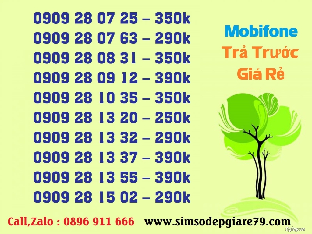 Sim số đẹp gái rẻ đầu 09 trả trước  giá tốt nhất hệ thống 5giay.vn - 2