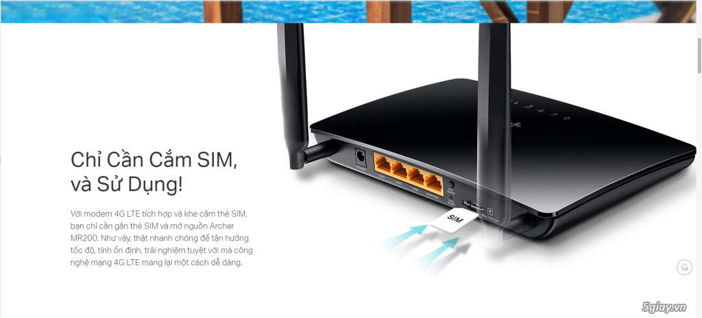 Router paht1 WiFi TP-Link Archer MR200 hỗ trợ thêm khe sim 4G - 3