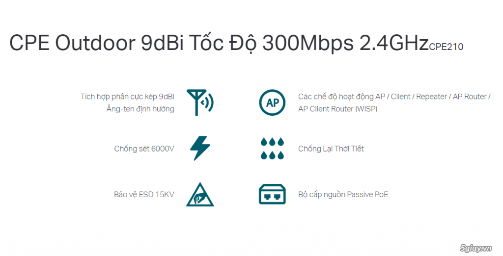 Cục thu phát WiFi TP-Link CPE210 không dây xa đến 5000m - 1