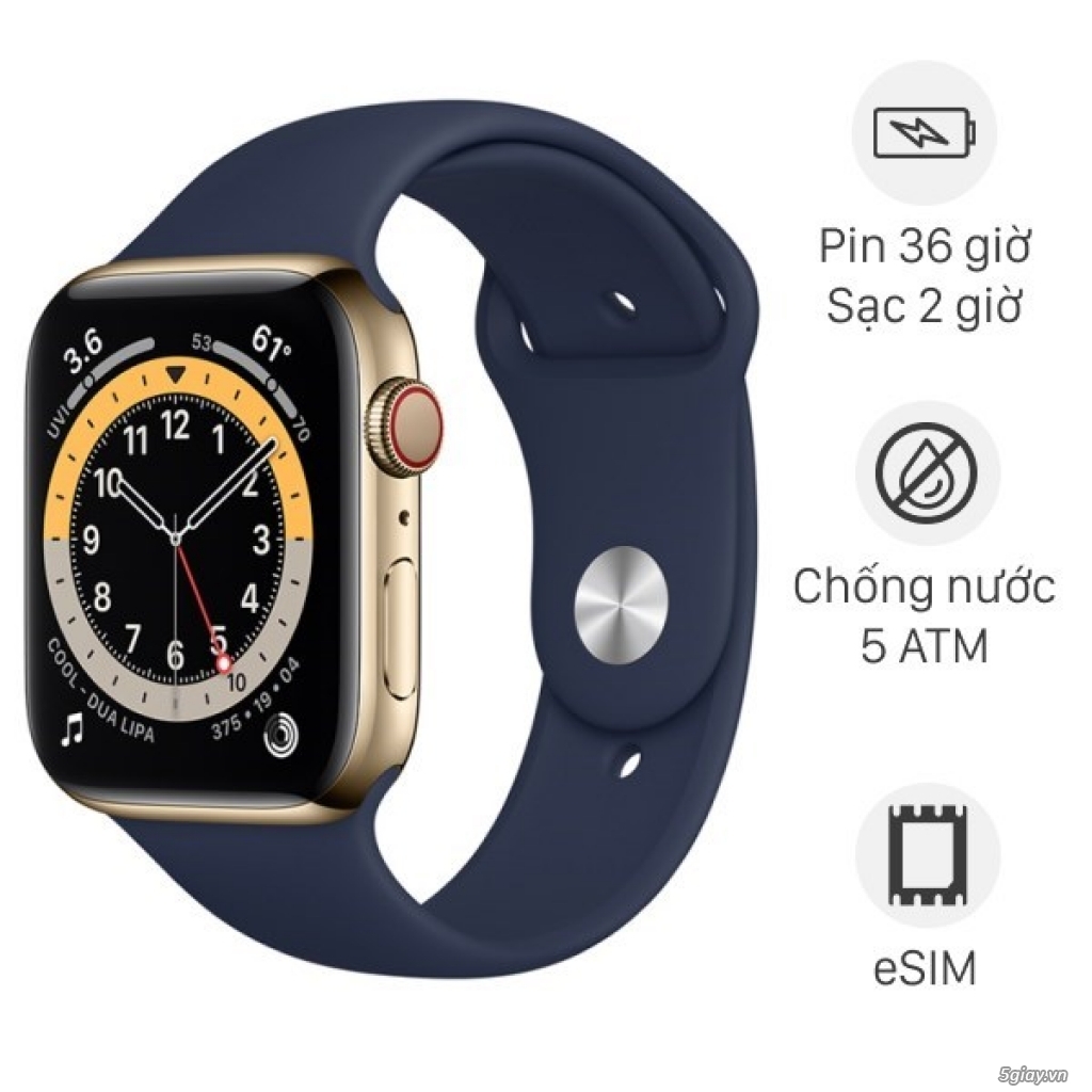 Apple watch thép 6 44mm new seal chưa active bản esim full tính năng - 3