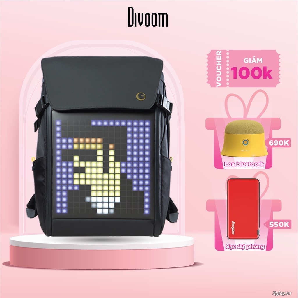 Hot!!! Balo DIVOOM Pixoo Backpack-M, có hiển thị màn hình LED.